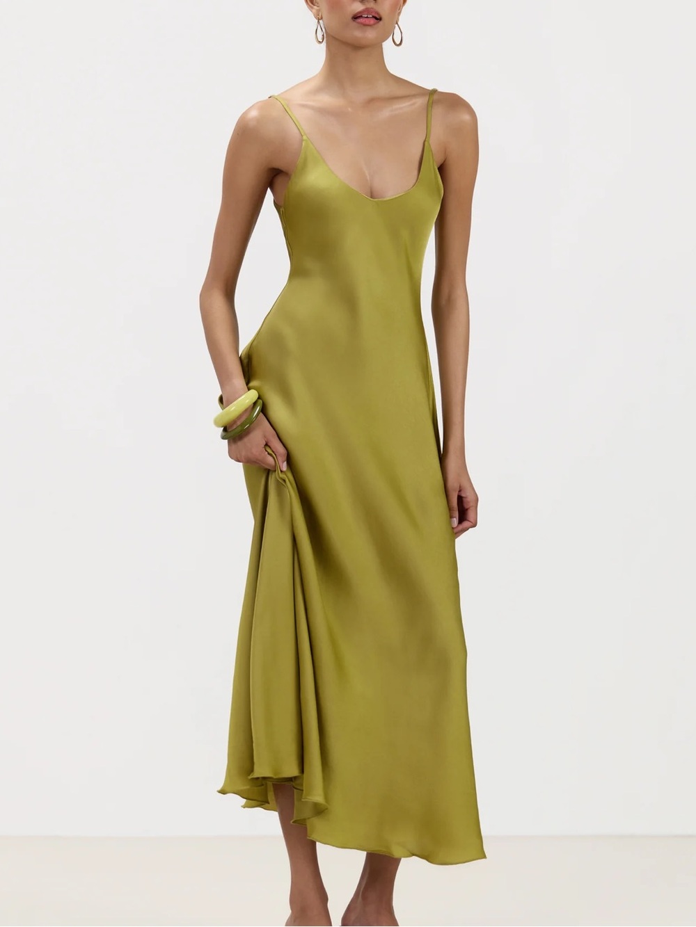 NWT Jaki Anne Satin Midi Slip Dress | Fern